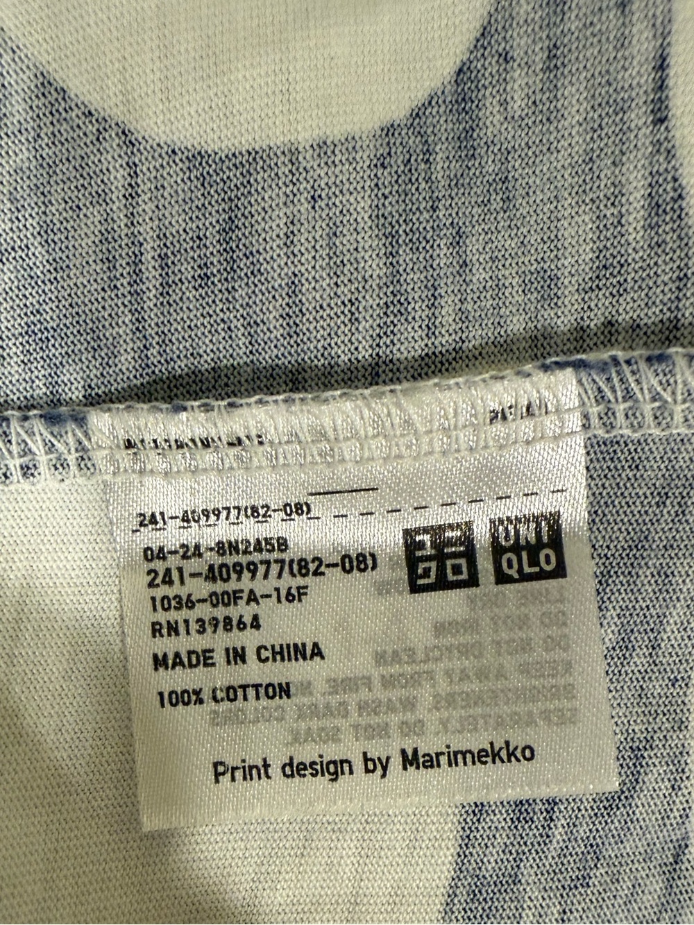 NWOT Marimekko for Uniqlo 100% Cotton Navy & White Dot Short Sleeve Tee - Size S - Picture 3 of 4